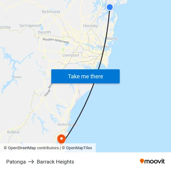 Patonga to Barrack Heights map