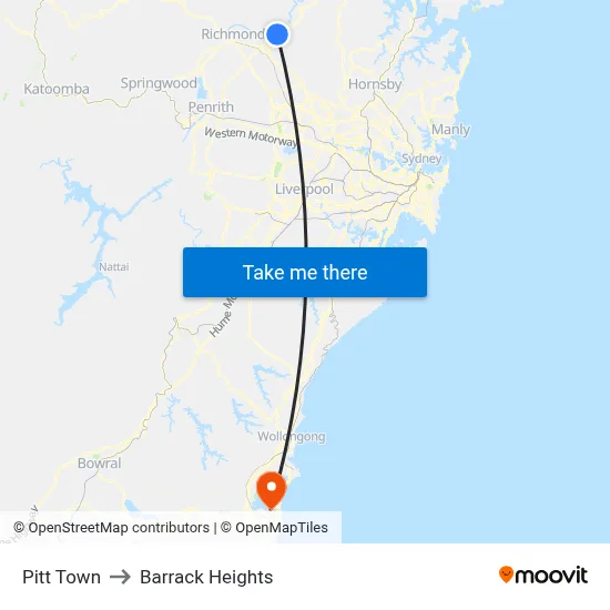 Pitt Town to Barrack Heights map