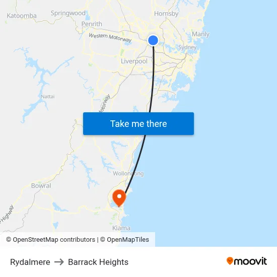 Rydalmere to Barrack Heights map