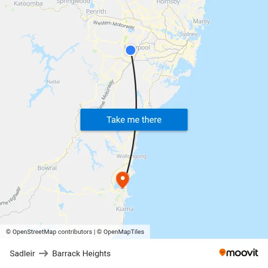 Sadleir to Barrack Heights map