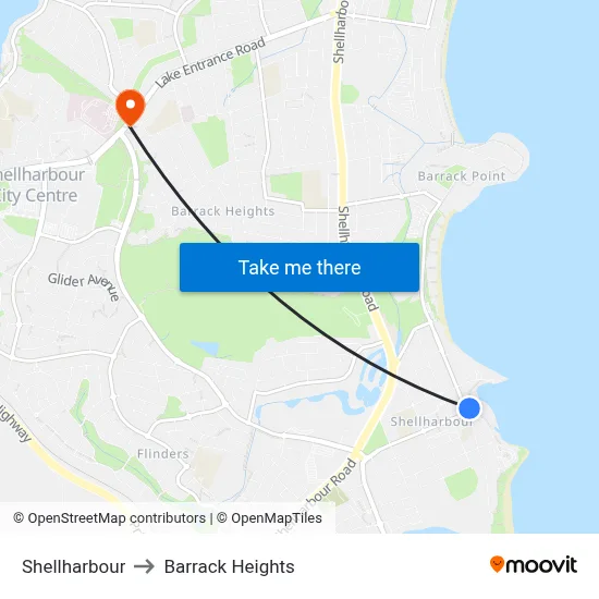 Shellharbour to Barrack Heights map