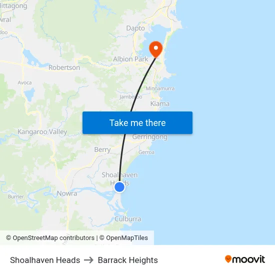 Shoalhaven Heads to Barrack Heights map