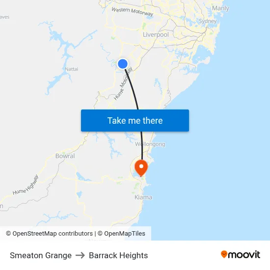 Smeaton Grange to Barrack Heights map