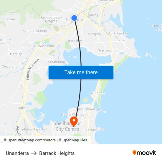Unanderra to Barrack Heights map