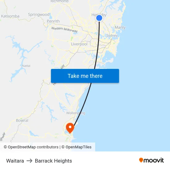 Waitara to Barrack Heights map
