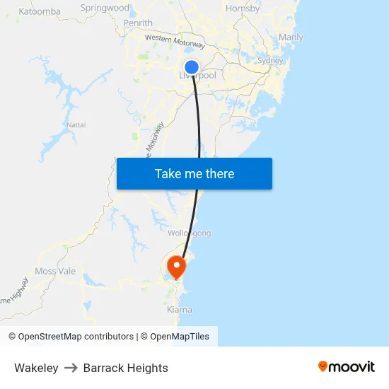 Wakeley to Barrack Heights map