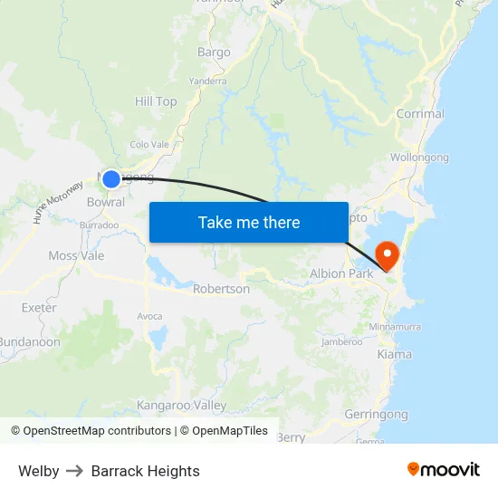 Welby to Barrack Heights map