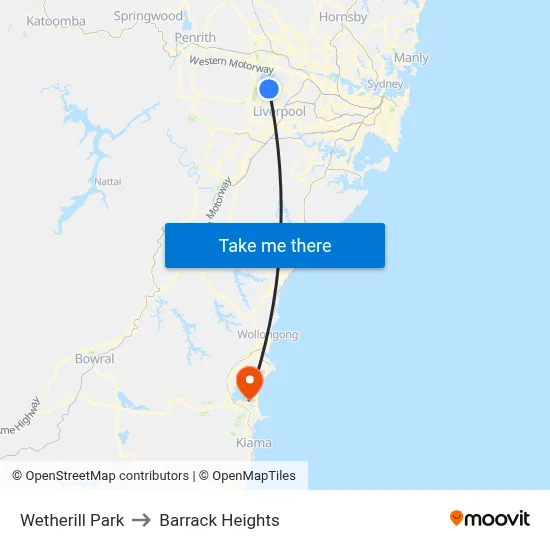 Wetherill Park to Barrack Heights map