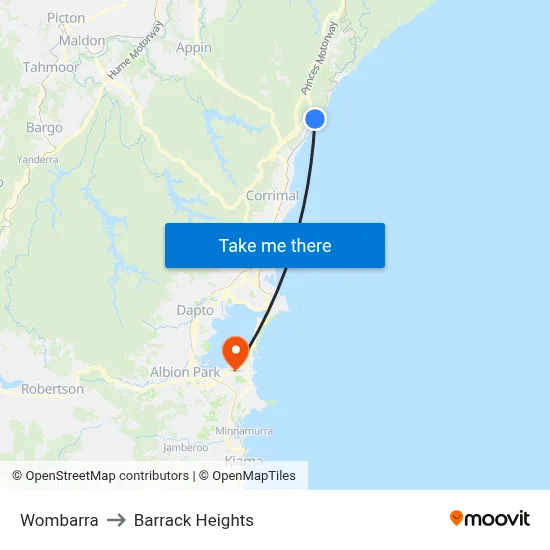 Wombarra to Barrack Heights map