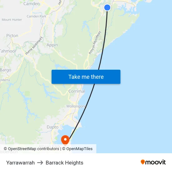 Yarrawarrah to Barrack Heights map