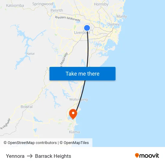 Yennora to Barrack Heights map