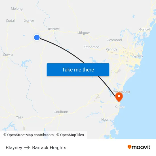 Blayney to Barrack Heights map
