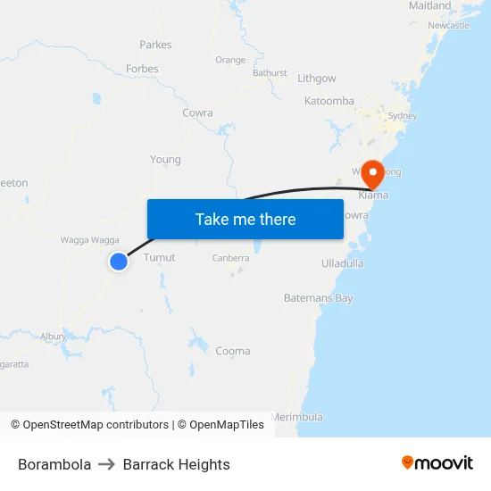 Borambola to Barrack Heights map