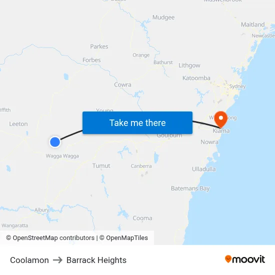 Coolamon to Barrack Heights map