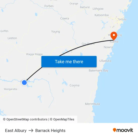 East Albury to Barrack Heights map