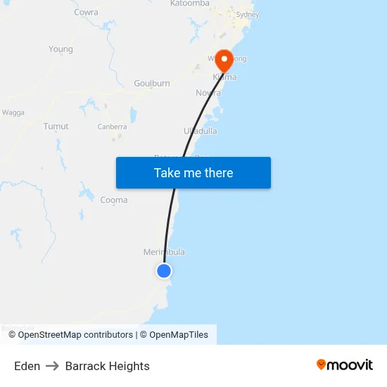 Eden to Barrack Heights map