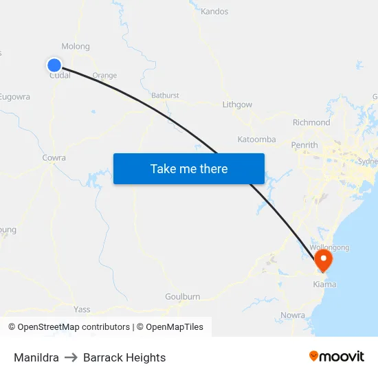 Manildra to Barrack Heights map