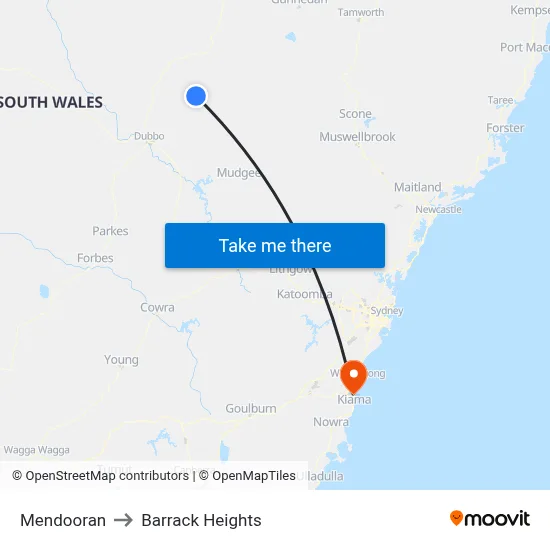 Mendooran to Barrack Heights map