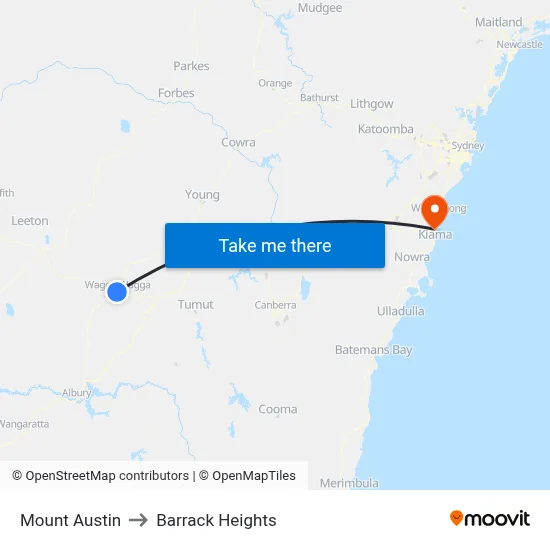 Mount Austin to Barrack Heights map