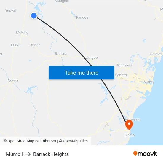 Mumbil to Barrack Heights map