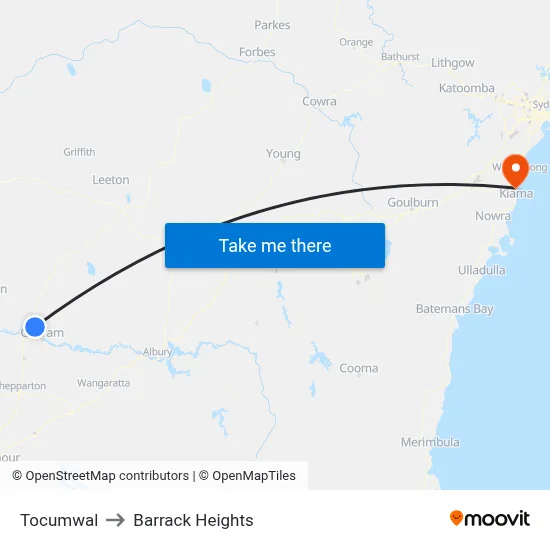 Tocumwal to Barrack Heights map