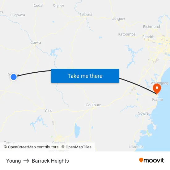 Young to Barrack Heights map