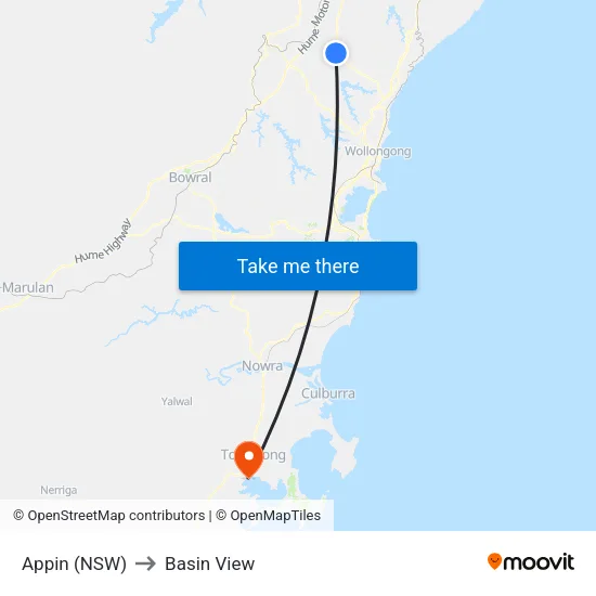 Appin (NSW) to Basin View map