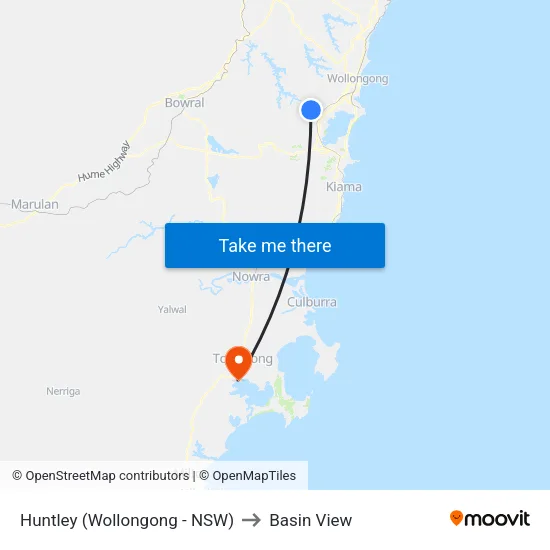 Huntley (Wollongong - NSW) to Basin View map