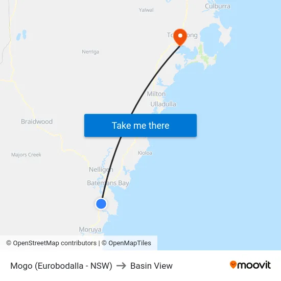 Mogo (Eurobodalla - NSW) to Basin View map