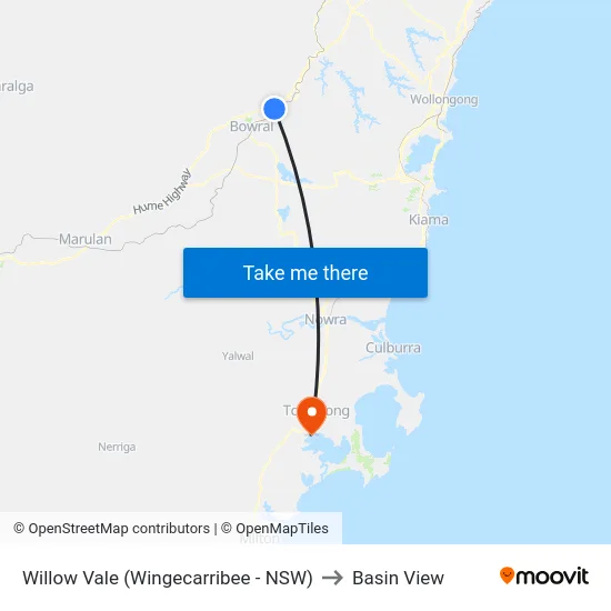 Willow Vale (Wingecarribee - NSW) to Basin View map