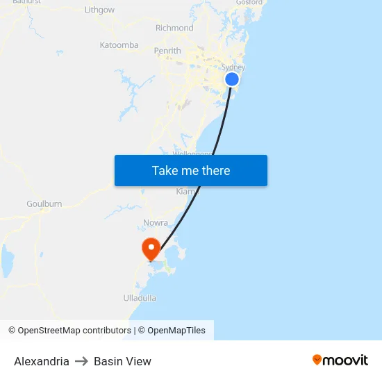 Alexandria to Basin View map