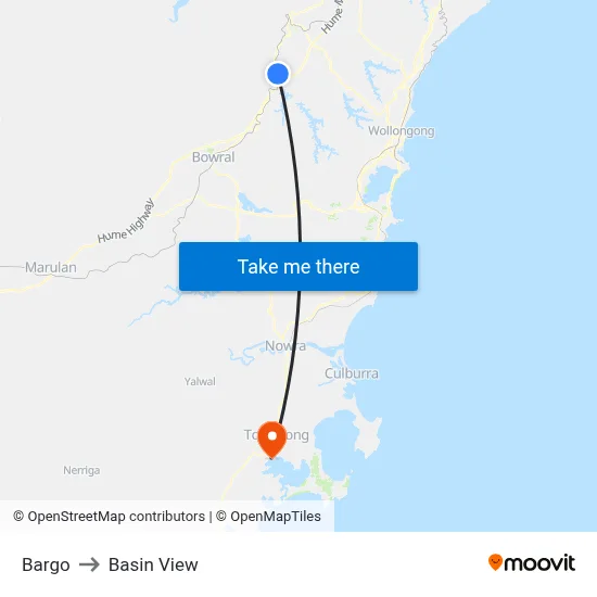 Bargo to Basin View map