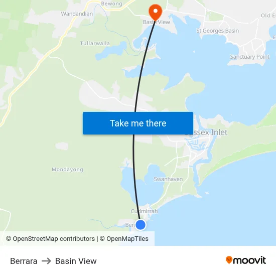 Berrara to Basin View map