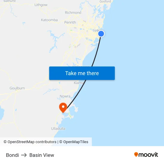 Bondi to Basin View map