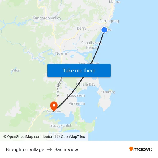 Broughton Village to Basin View map
