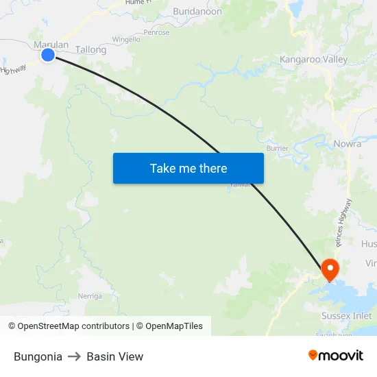 Bungonia to Basin View map