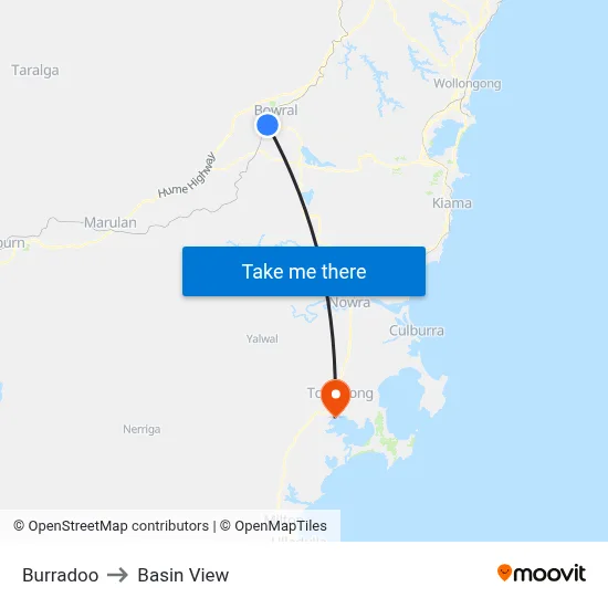 Burradoo to Basin View map