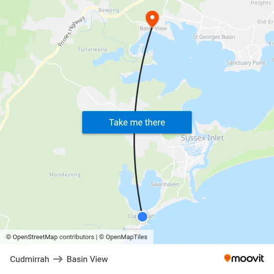 Cudmirrah to Basin View map