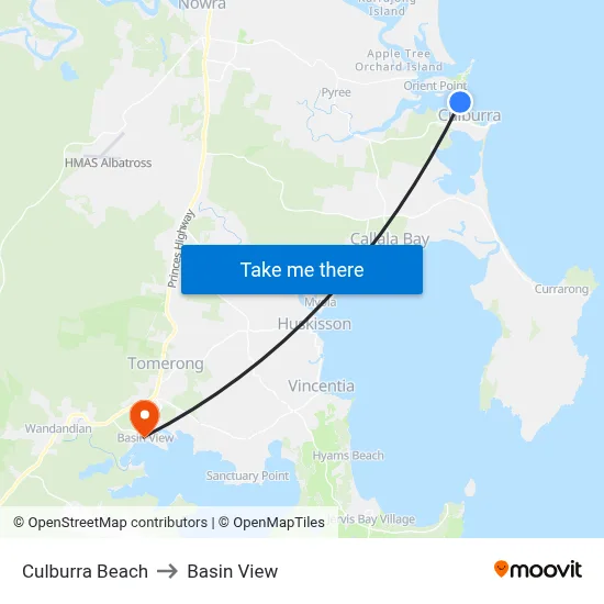 Culburra Beach to Basin View map