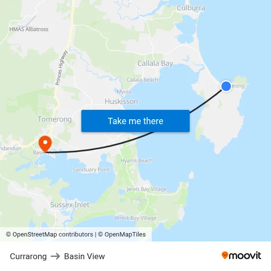 Currarong to Basin View map