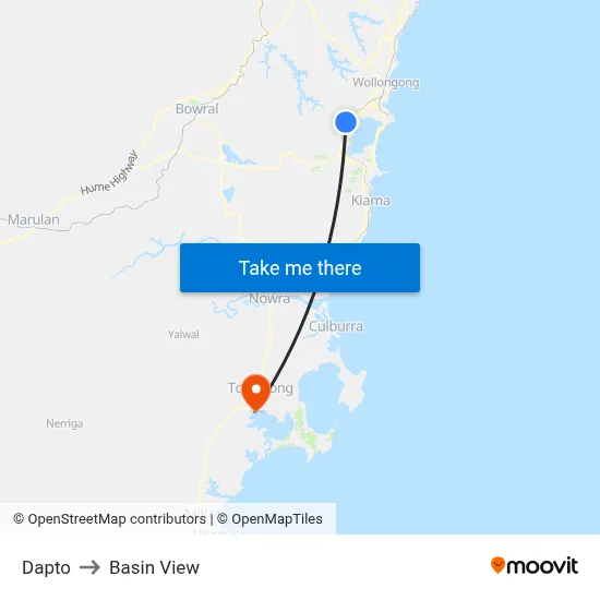 Dapto to Basin View map
