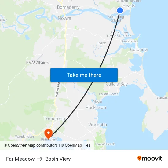 Far Meadow to Basin View map