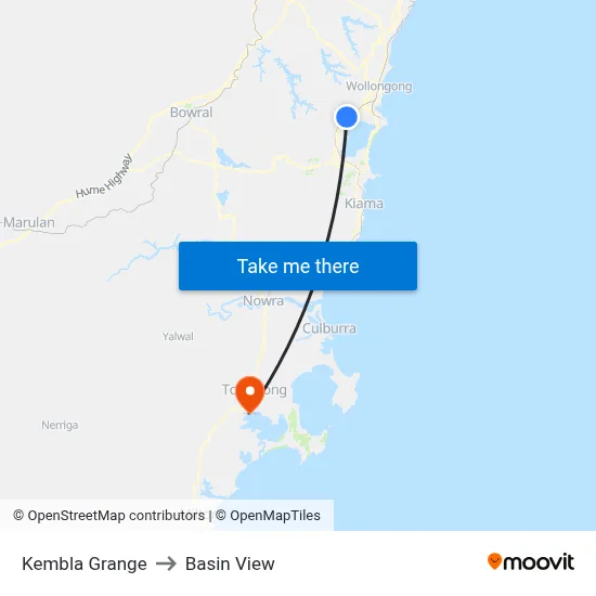 Kembla Grange to Basin View map