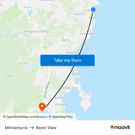 Minnamurra to Basin View map