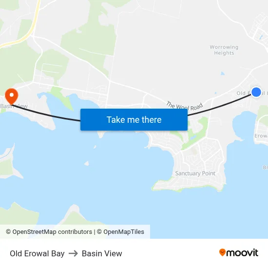 Old Erowal Bay to Basin View map
