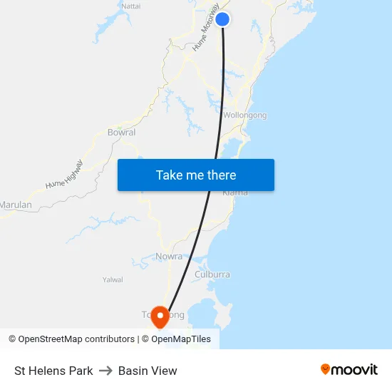 St Helens Park to Basin View map