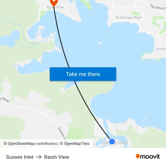 Sussex Inlet to Basin View map