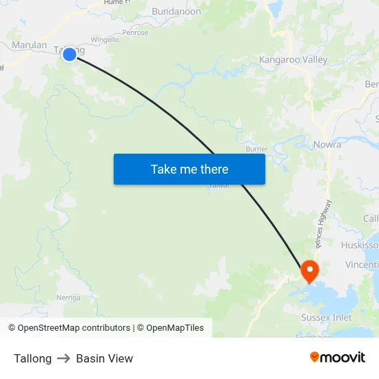 Tallong to Basin View map