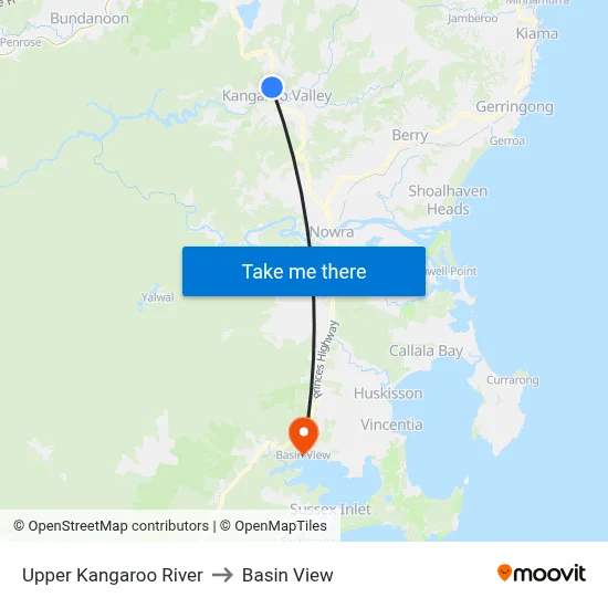 Upper Kangaroo River to Basin View map