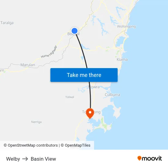 Welby to Basin View map